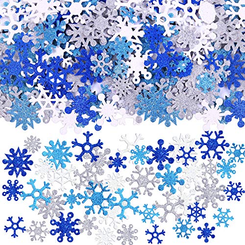 Aneco 500 Pieces Glitter Snowflakes Foam Stickers Self-Adhesive Winter Snowflake Stickers for Christmas Party and DIY Craft Projects