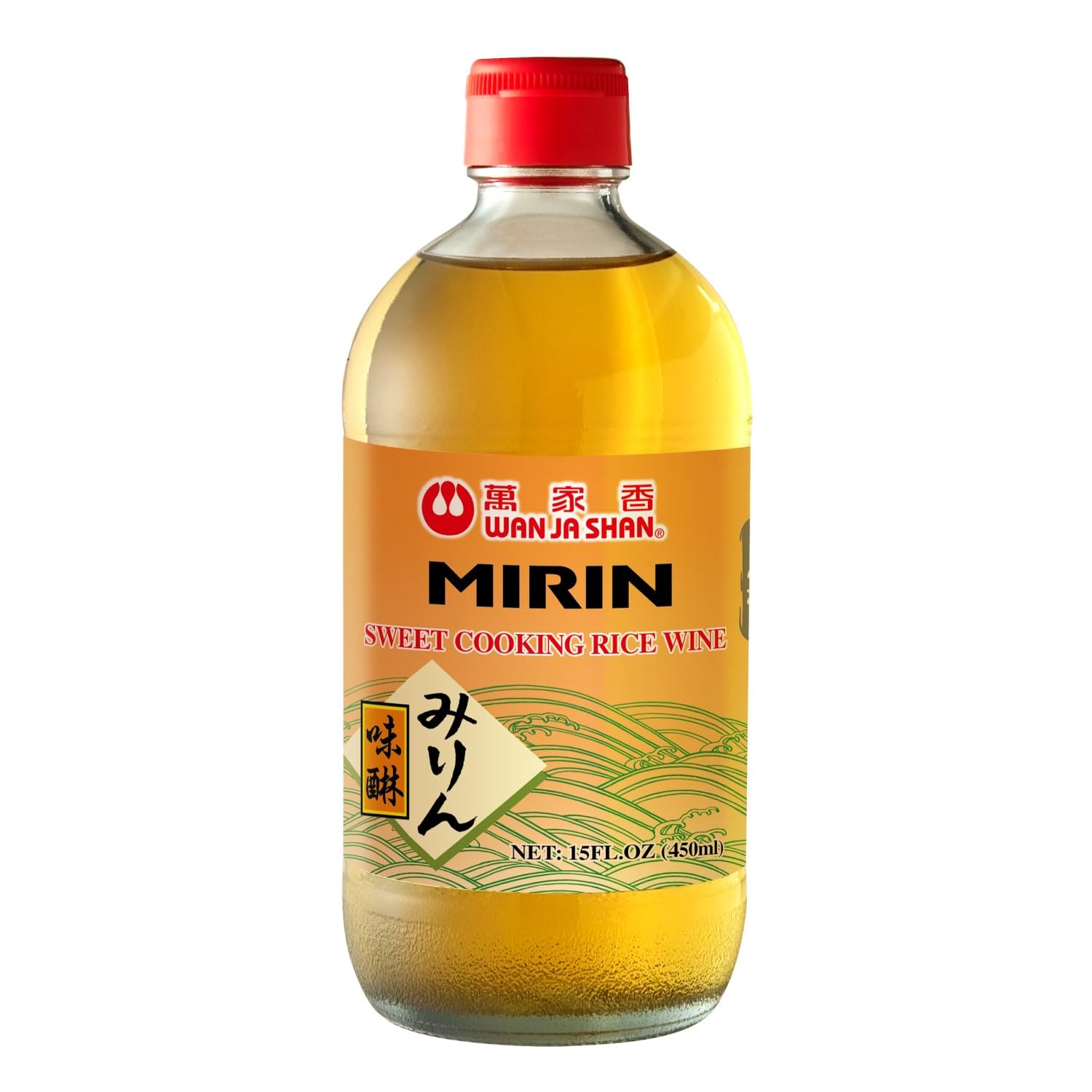 Wan Ja Shan Mirin Cooking Wine - Premium Japanese Sweet Rice Wine for Cooking, No Corn Syrup Added, Perfect for Sushi Rice, Sauces, Glazes, Marinades & Stir-Fries, Authentic Flavor, 15oz