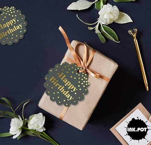 Miniatura 42 de Etiquetas colgantes para botellas de feliz cumpleaños, paquete de 100 unidades Blanco,Aqua Blue,Negro,Azul,Azul turquesa oscuro,Rosa