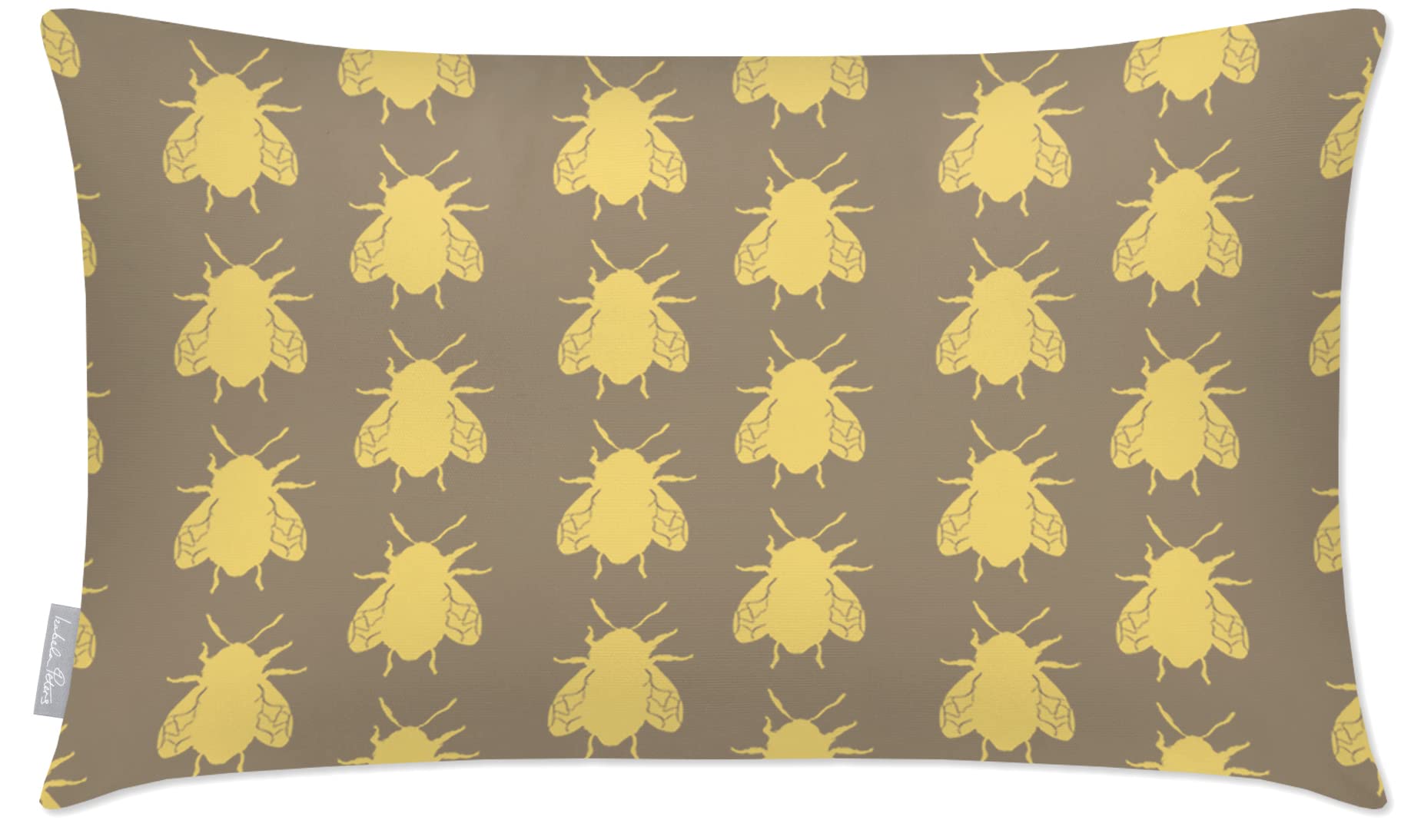 Izabela Peters Waterproof Outdoor Cushions, 50 x 30 cm, Filled, Bees - Taupe, Garden Furniture Seat Cushions for Chairs