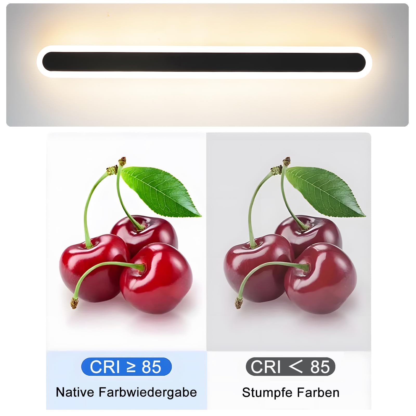 LED Wandleuchte Innen Lange 100CM,38W Wandlampe Moderne | Drei Farbtemperaturen 3000K/4000K/6000K Wandleuchte für Schlafzimmer Wohnzimmer Korridor Treppenhaus,110-240V, Schwarz