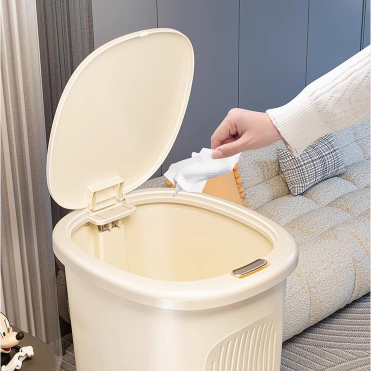 Caneca de basura con tapa y pedal, 15L, marrón miniatura 3