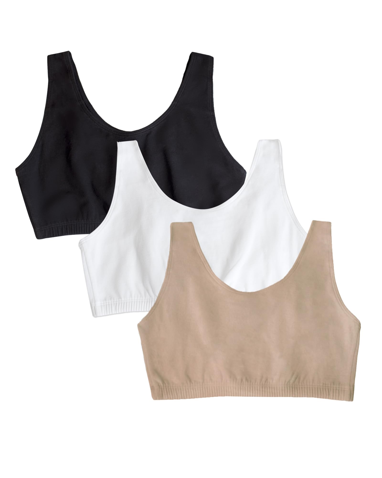 Fruit of The Loom Brasier Deportivo para Mujer, Paquete múltiple, Blanco/​Arena/​Negro, 85