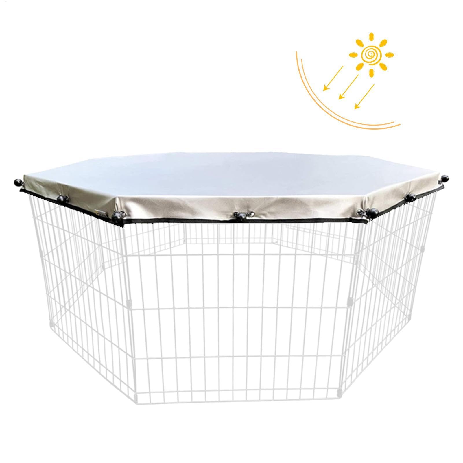 Couverture de parc pour chien - couverture de parc pour chiot Sun Rain proof Cover | La couverture de parc s'adapte à un enclos pour chien à 8 panneaux pour l'extérieur et l'intérieur, une protection