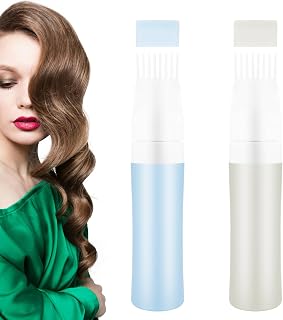 2 PCS 2.8 OZ Silicone Hair Oil Applicator, Silicone Root Comb Applicator Bottle for Hair Dye, Scalp Oil Application with Brush (Blue & Grey)
