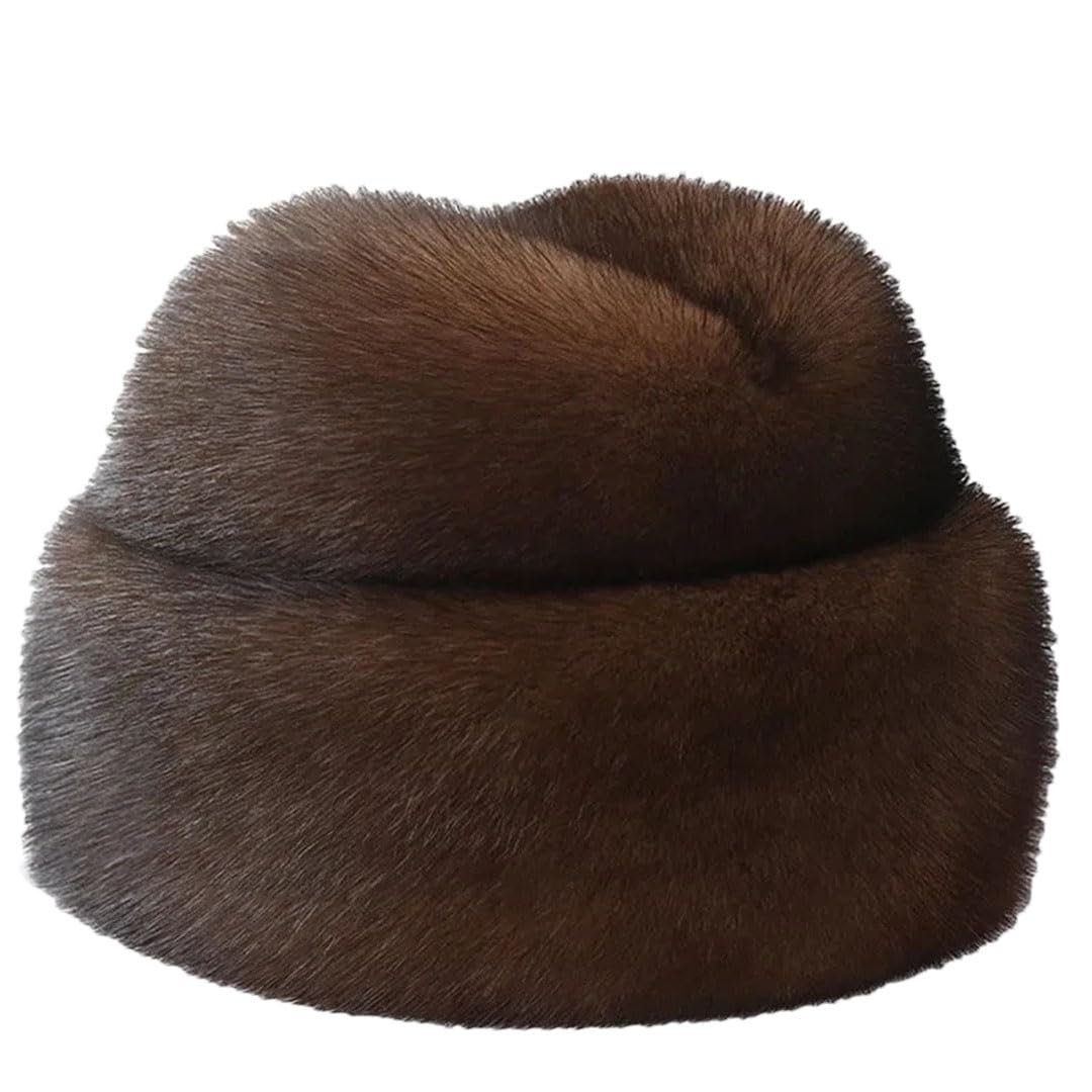 Sombrero de bombardero de piel de visón real para hombre y mujer, con cabeza de marten auténtica, cálido, Estilo 2 café, 55/57 cm