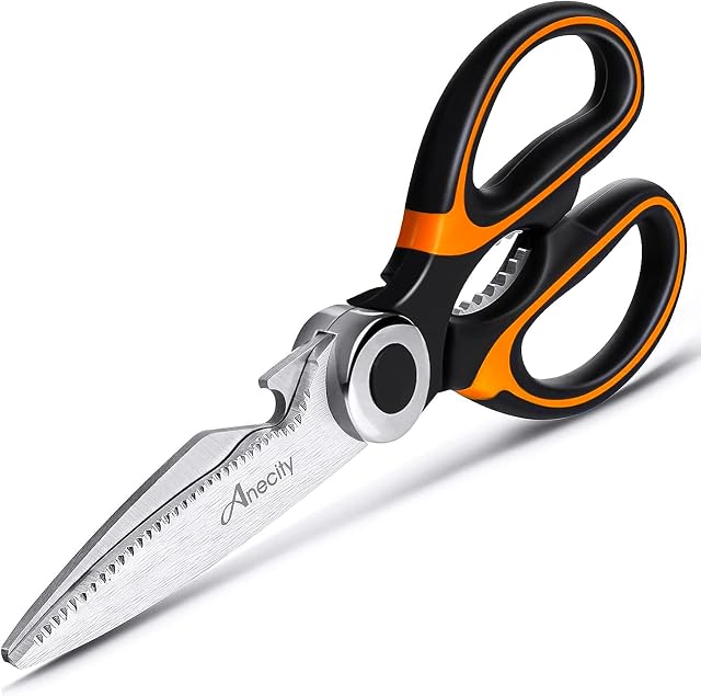 Anecity Heavy Duty Kitchen Scissors, Sharp Kitchen Scissors Multipurpose Utility Stainless Steel Scissor, Kitchen Shears for Chicken, Poultry, Fish, Meat, Vegetables, Herbs, BBQ, Bones, Flowers, Nuts