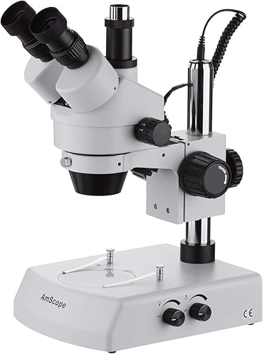 AmScope SM-2TX Professional trinocular zoom microscopio, WH10X Oculares estéreo, 3,5x -45X Zoom de Ampliación, 0.7x -4.5X lente, iluminación