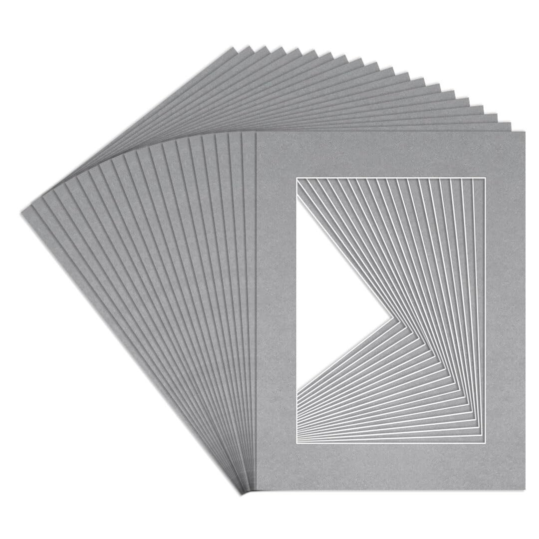 Procut Global 16x12" Silver Picture Mounts to Fit A4 Aperture - Precision Cut Cardboard Photo Mount - Ideal for Frames, Prints, Artwork & Certificates - Sizes & Colours Available - 20 Pack