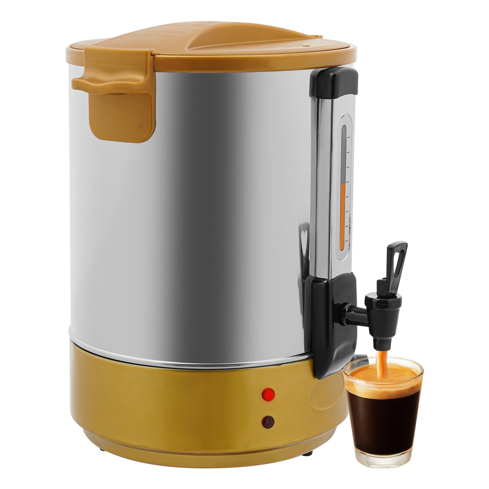 19L Commercial Coffee Maker, Electric Percolate Coffee Makers Hot Water Dispenser, for Break, Catering, Church, Restaurant, Dual Layer Stainless Steel