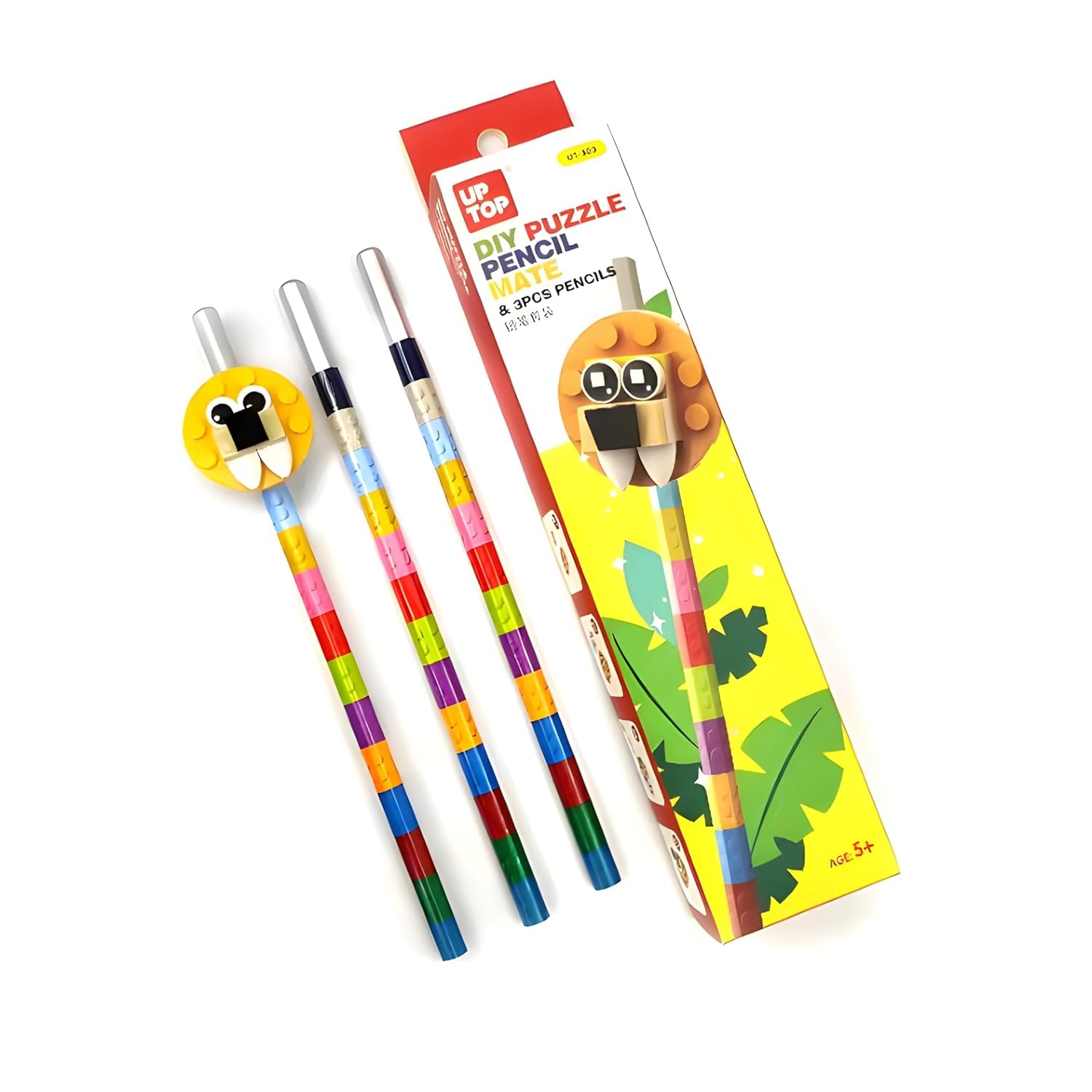 SAMVARDHAN 1 BLOCK SET & 3PCS OF PENCIL Lion DIY Lego Puzzle Pencil Mate for kids Pencil Set for kids Birthday Return Gifts School Stationery Set For boys|Girls (Pack of 3, Multicolor) (B0DGLP711T) Amazon Price History, Amazon Price Tracker
