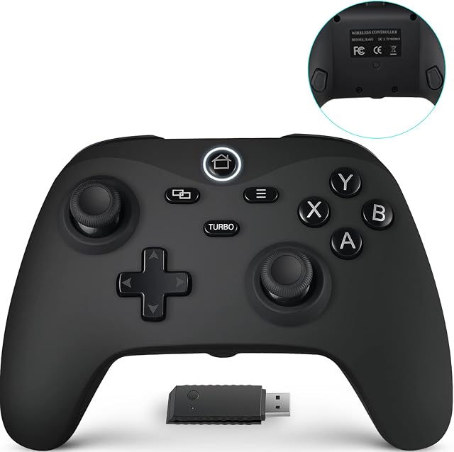 BRAVIEW Wireless Controller for Xbox One, Game Remote with Turbo/L3/R3/2.4G Adapter/Dual Vibration/6-Axis, PC Gamepad Compatible with Xbox One/Elite, Xbox One X/S, Xbox Series X/S, Win 7/8/10/11