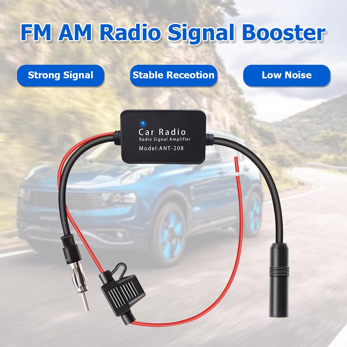 Amplificador Señal Radio Coche - Mejora FM, 88-108MHz, 12-24V, Fácil De Instalar En Auto, Moto O Camión