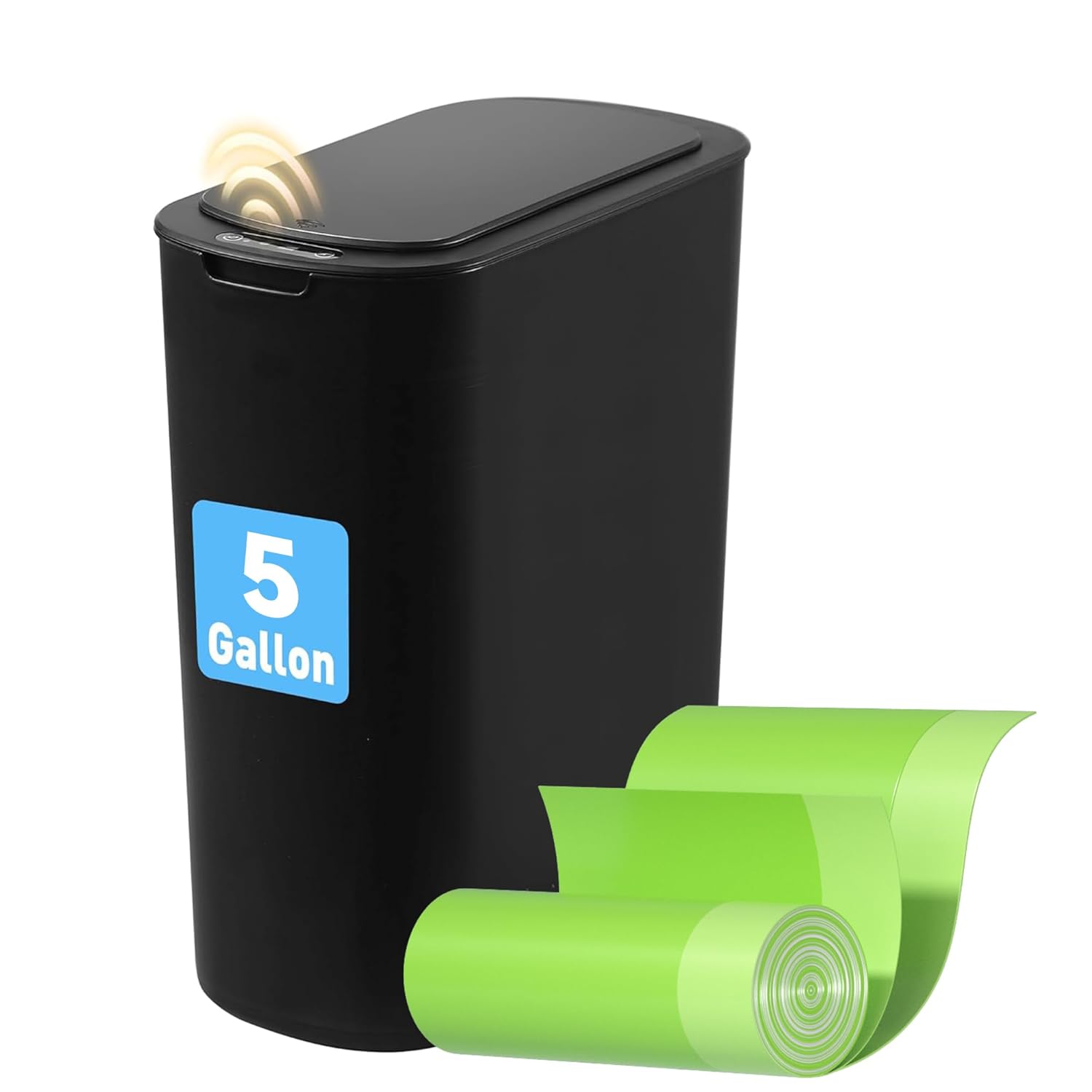 Bote de basura automático con sensor de movimiento de 5 galones con tapa (5 galones negro)