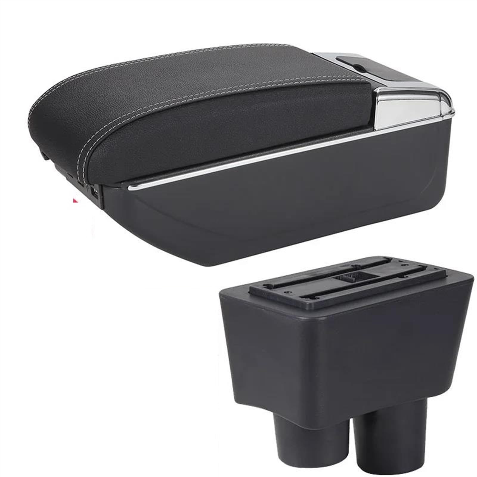 NOHEEU Rotatable Car Armrest Box Storage Accessories Interior Details Retrofit Parts For Almera For Versa(B3 Black white 7USB)