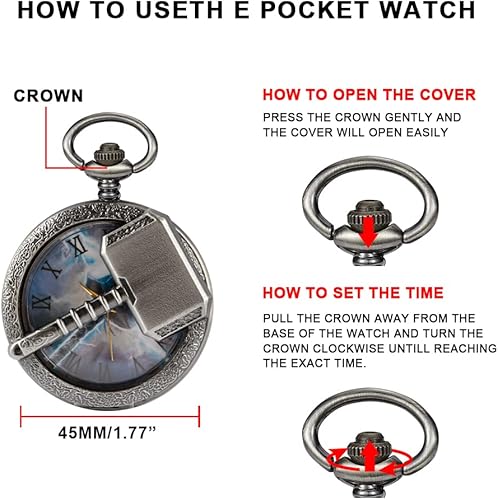 Vista 7 de Whodoit Reloj de bolsillo de cuarzo de la serie Nochebuena, collar con colgante para hombre, regalo con cadena, relojes de bolsillo de cuarzo, regalo