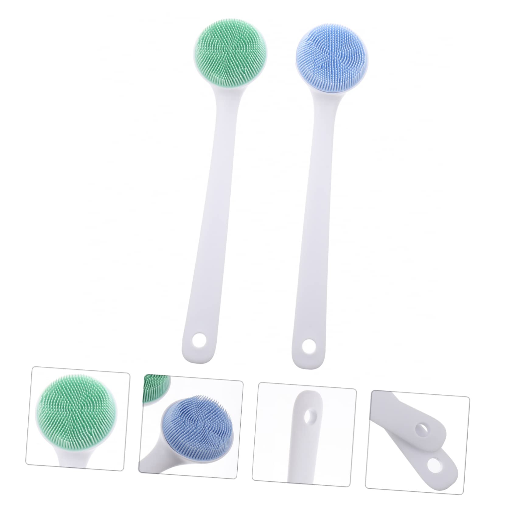 PLAFOPE Spazzola da Bagno in Silicone 2 Pezzi Manico per Pulizia Confortevole e Massaggio della Pelle Blu