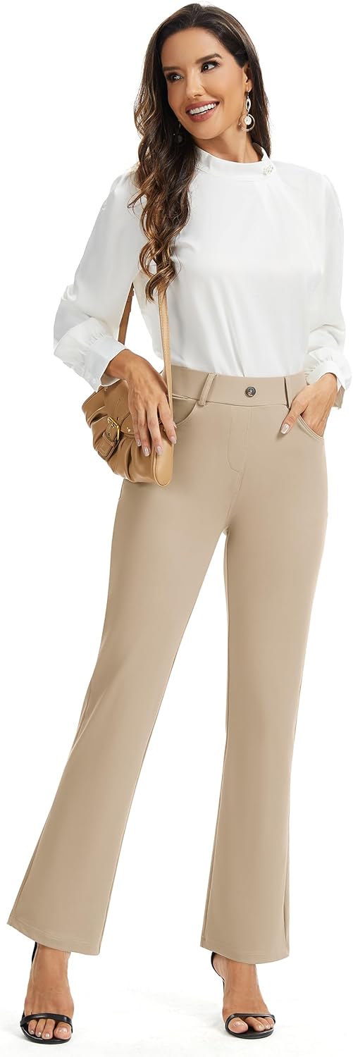 M MOTEEPI Yoga Dress Pants for Women 31''/29''/33'' High Waisted Pull on Work Pants Business Slacks - Image 3