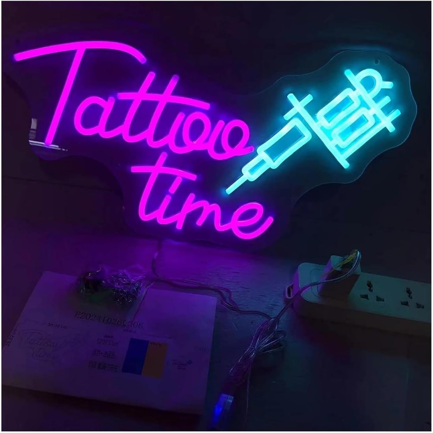 Neon Sign Wall Decor Lamp Business Tattoo Lovers 50x28.5cm