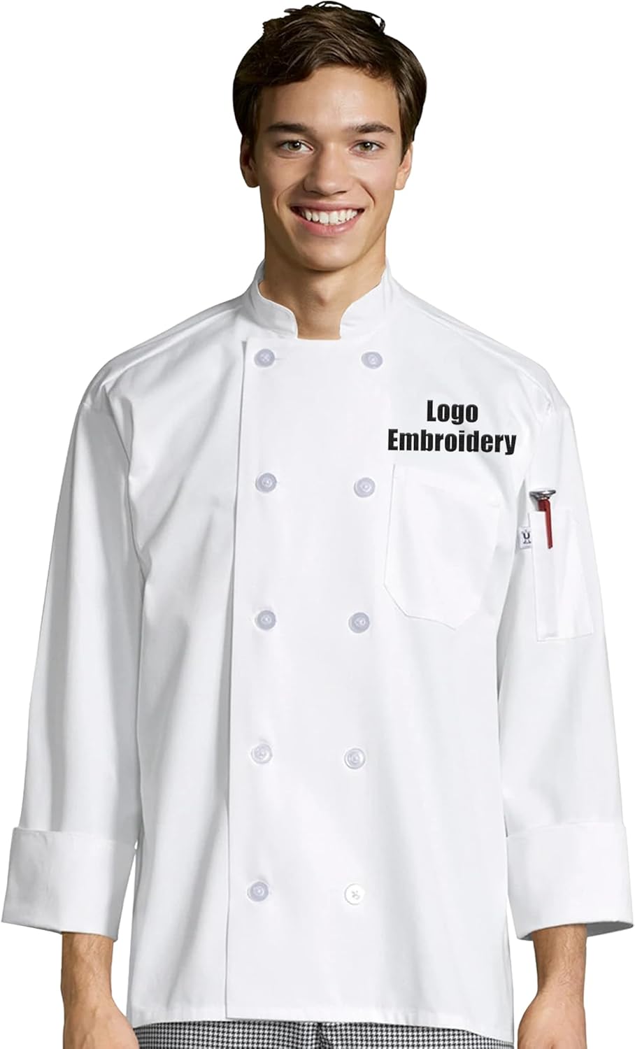 Custom Embroidered Chef Coat Your Text Name Logo Personalized Unisex Long Sleeve Chef Jacket Black