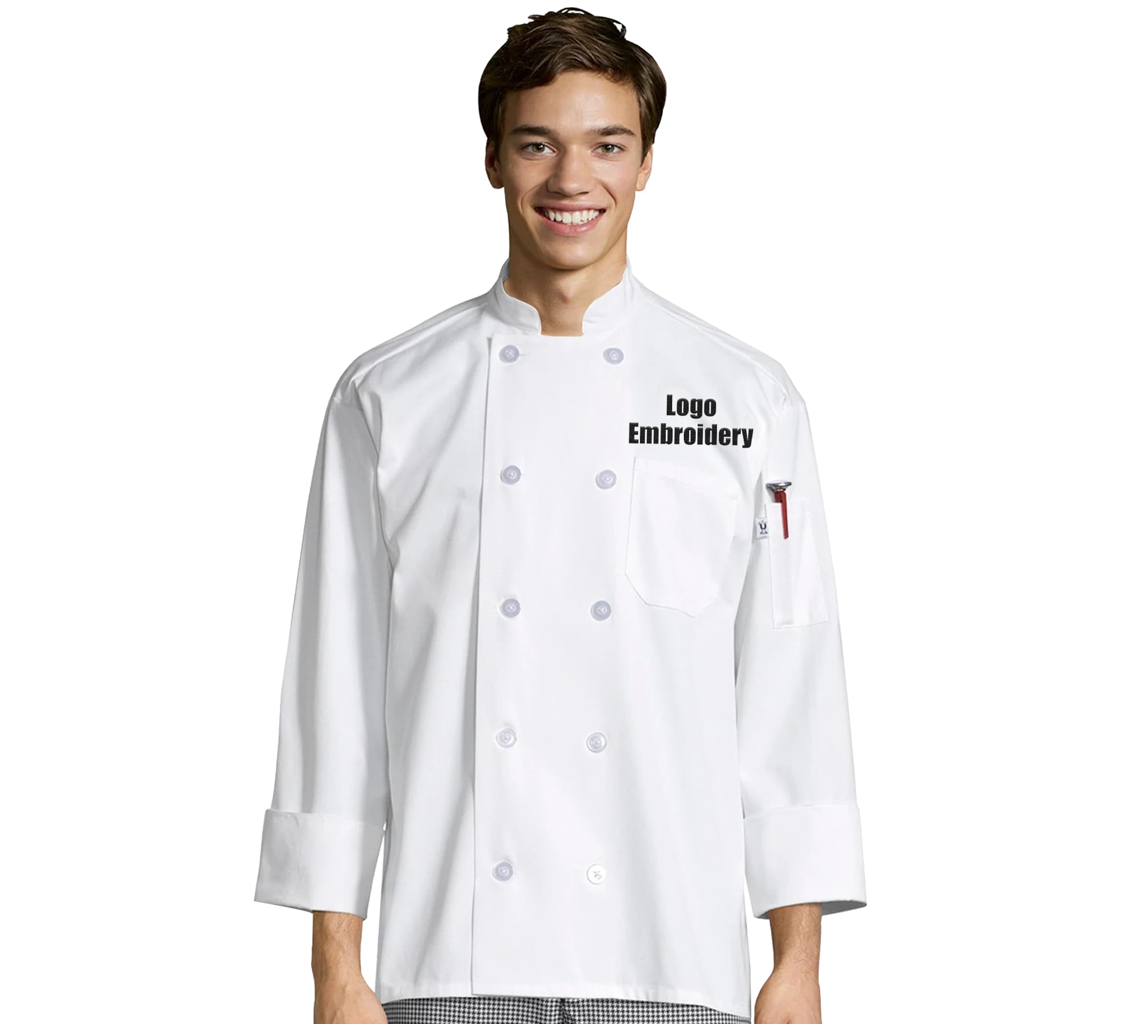 Custom Embroidered Chef Coat Your Logo Design Personalized Unisex Long Sleeve Chef Jacket White
