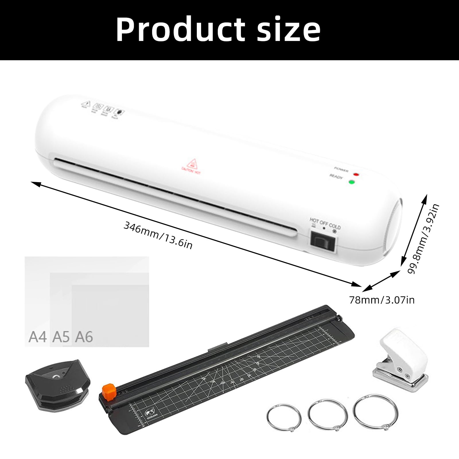 Laminiergerät A4, 6 in 1 Laminiergerät mit 15 Stück A4/A5/A6 Laminierfolien, Laminiermaschine mit Papierschneider & Eckrunde Set, Heiß und Kalt Laminator Für Heimgebrauch Büro Zuhause Schule Fotos