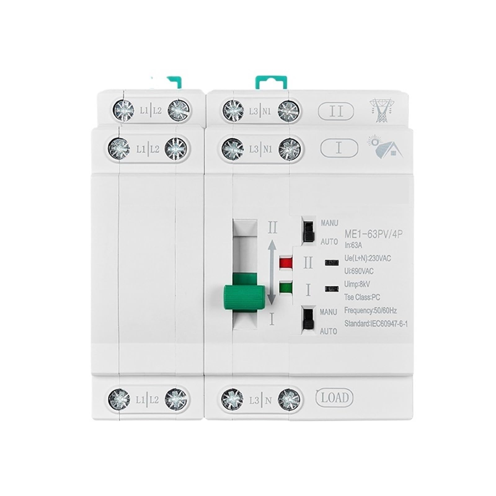 Commutateur de transfert automatique 63A 380V pour sécuriser l'alimentation photovoltaïque