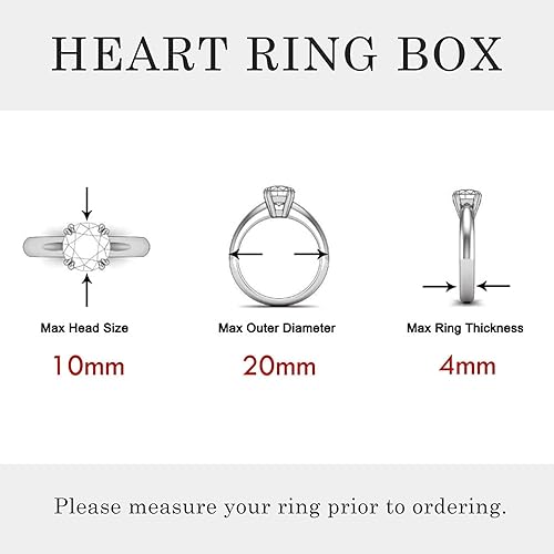 Miniatura 6 de MUUJEE Caja de anillo de compromiso secreto delgado en forma de corazón, tamaño de bolsillo, discreto para ceremonia de boda, propuesta de