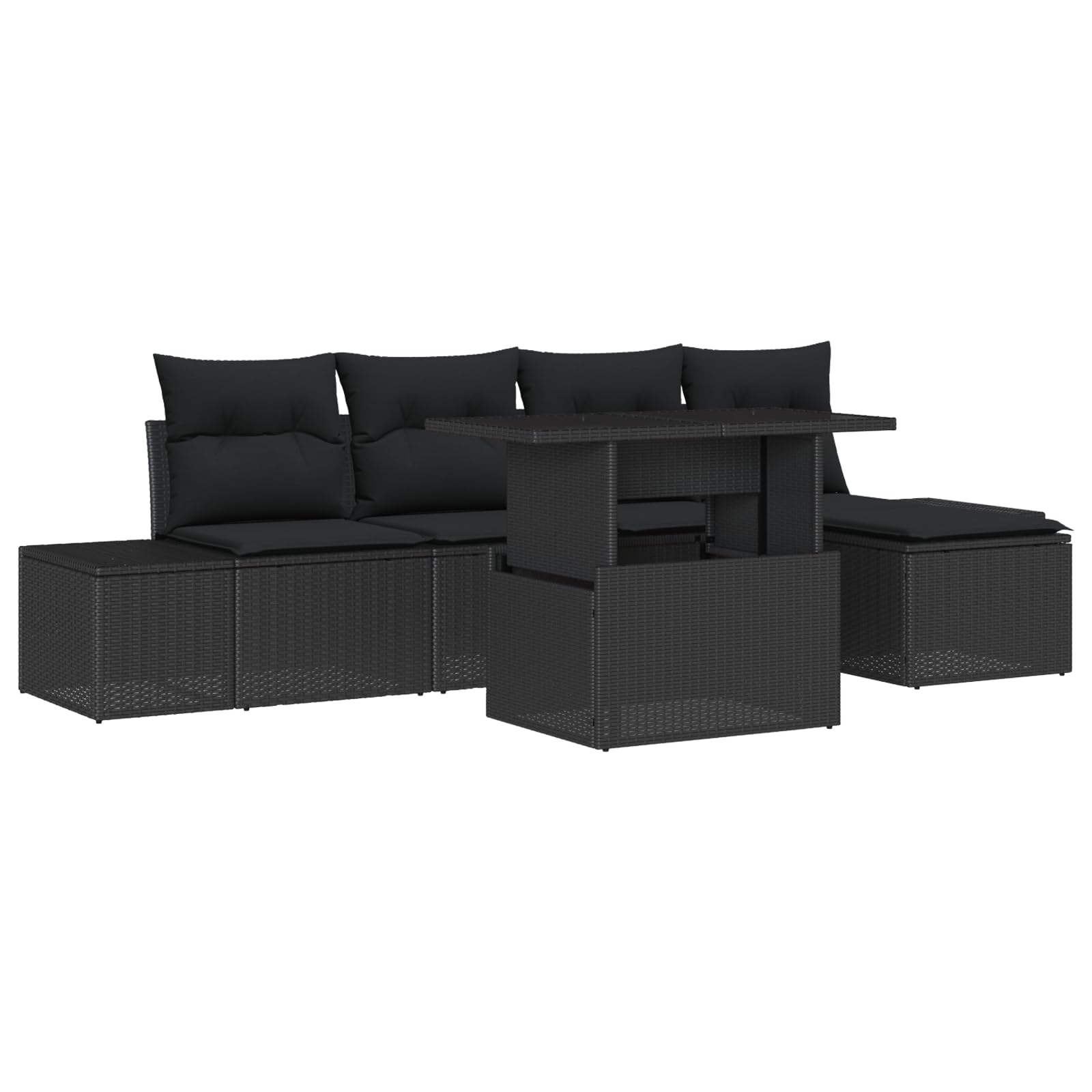 Juego de 6 sofás de jardín con cojines de polirratán negro cómodo tejido a mano muebles de jardín de relax muebles de terraza sofá de jardín