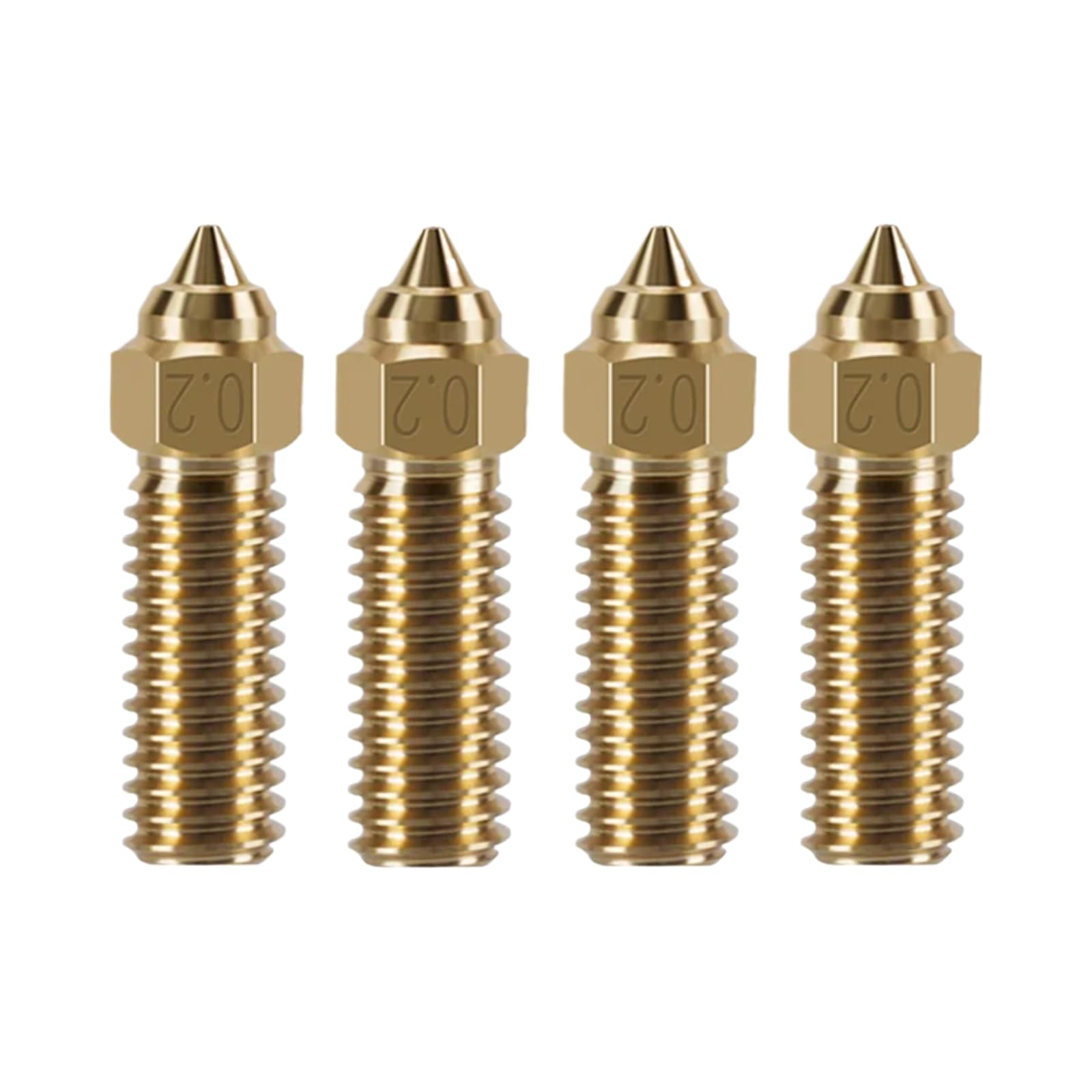 1 pcs Düse aus gehärtetem Stahl aus Messing 0.2/0.4/0.8/1.0 für 3D-Drucker | Kupferbeschichtet; Modell: Düse; Artikeltyp: Düse(0.2mm; Brass x 4)