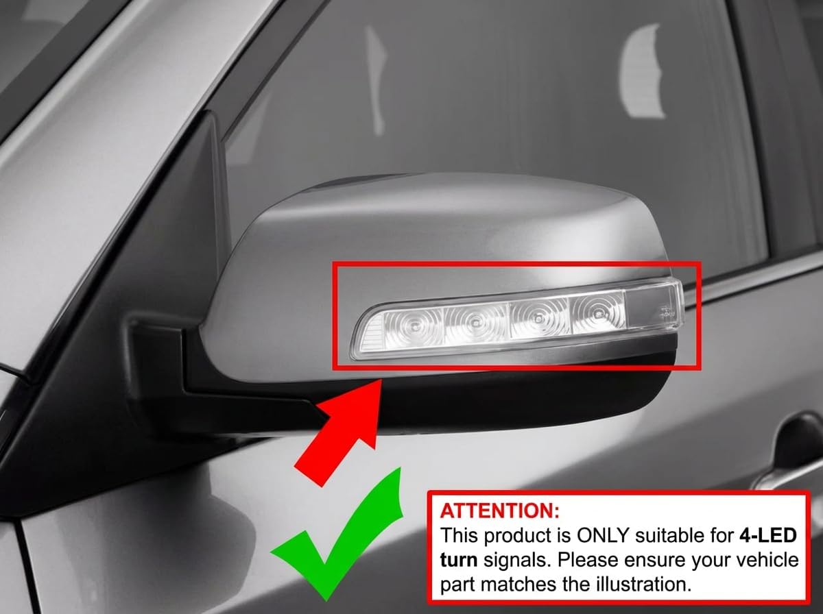 4 LEDs Outside Mirror LED Turn Signal Light for Kia Sorento 2009-2015, Driver Side Replacement, OE:87613 2P000