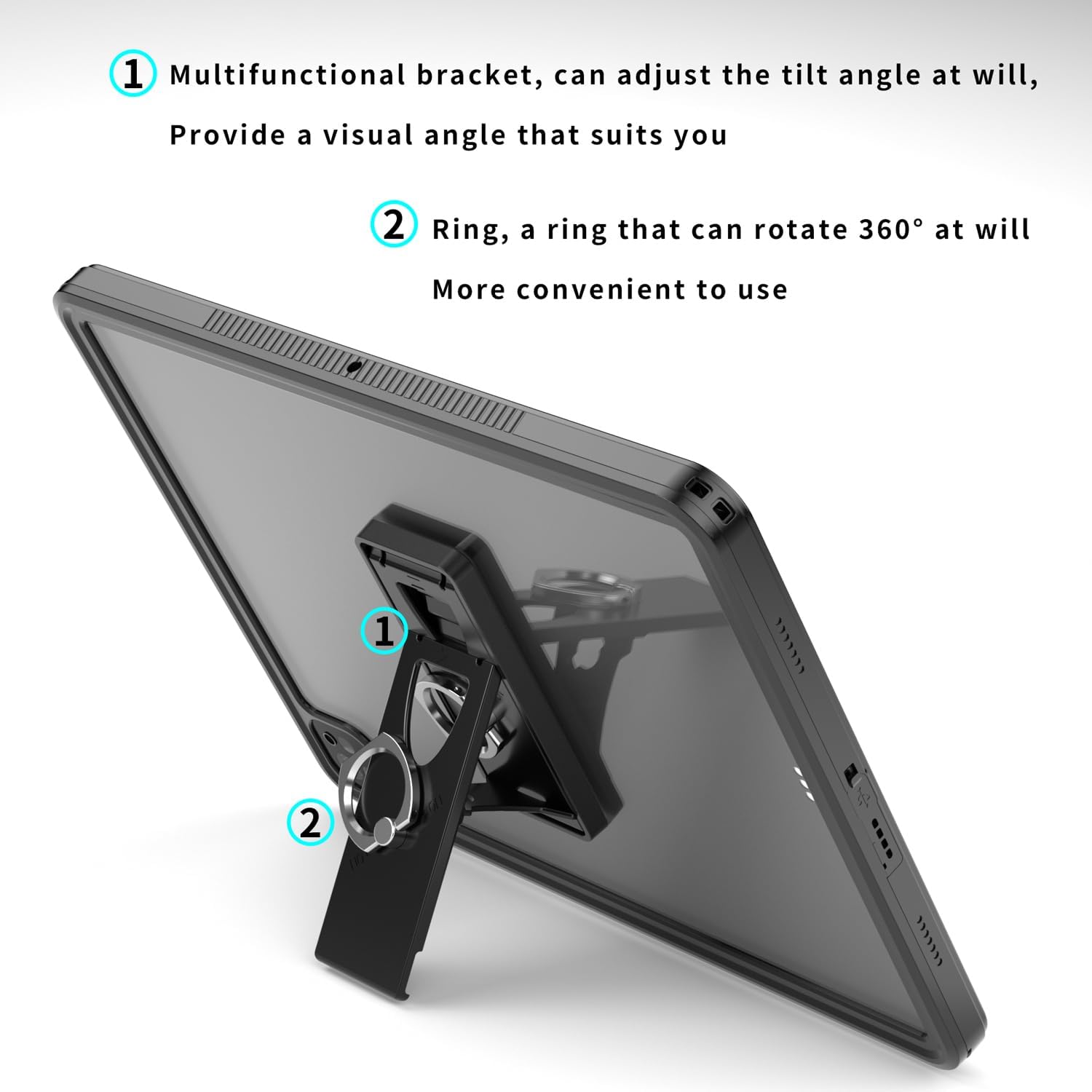 Designed for 2021/2022 iPad Pro 12.9-inch Waterproof Case (5th Generation/6th Generation) Shockproof Drop Proof Full Body with Screen Protector Protective Cover with Lanyard and Kickstand - Image 5