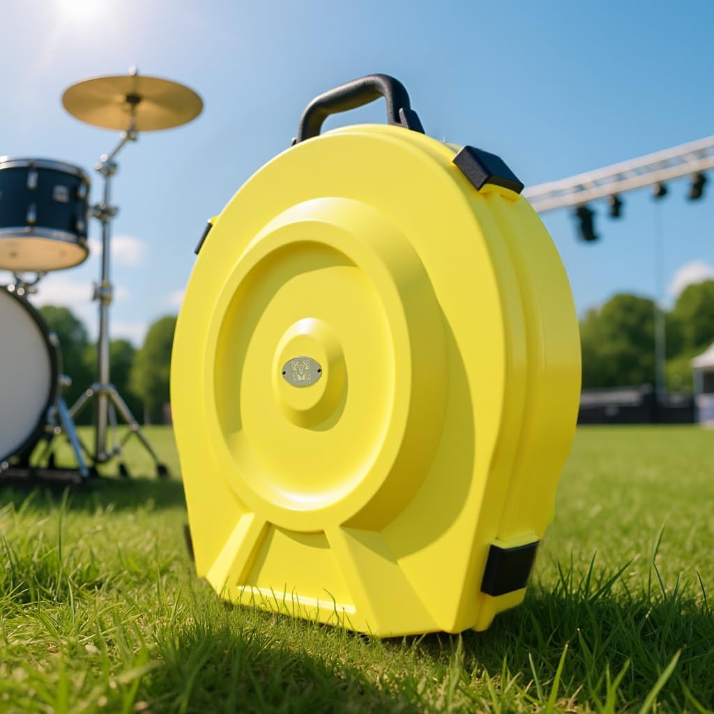 GORPANIX 22'' Cymbal Case With Wheels, Rolling Cymbal Hard Case With Foam, Fits 10 × 21" Cymbals, Design for Drum Cymbal, Cymbal Vault Upgrade Cymbal Bag, Hard Shell Protect (Volt Yellow, 22 inch)