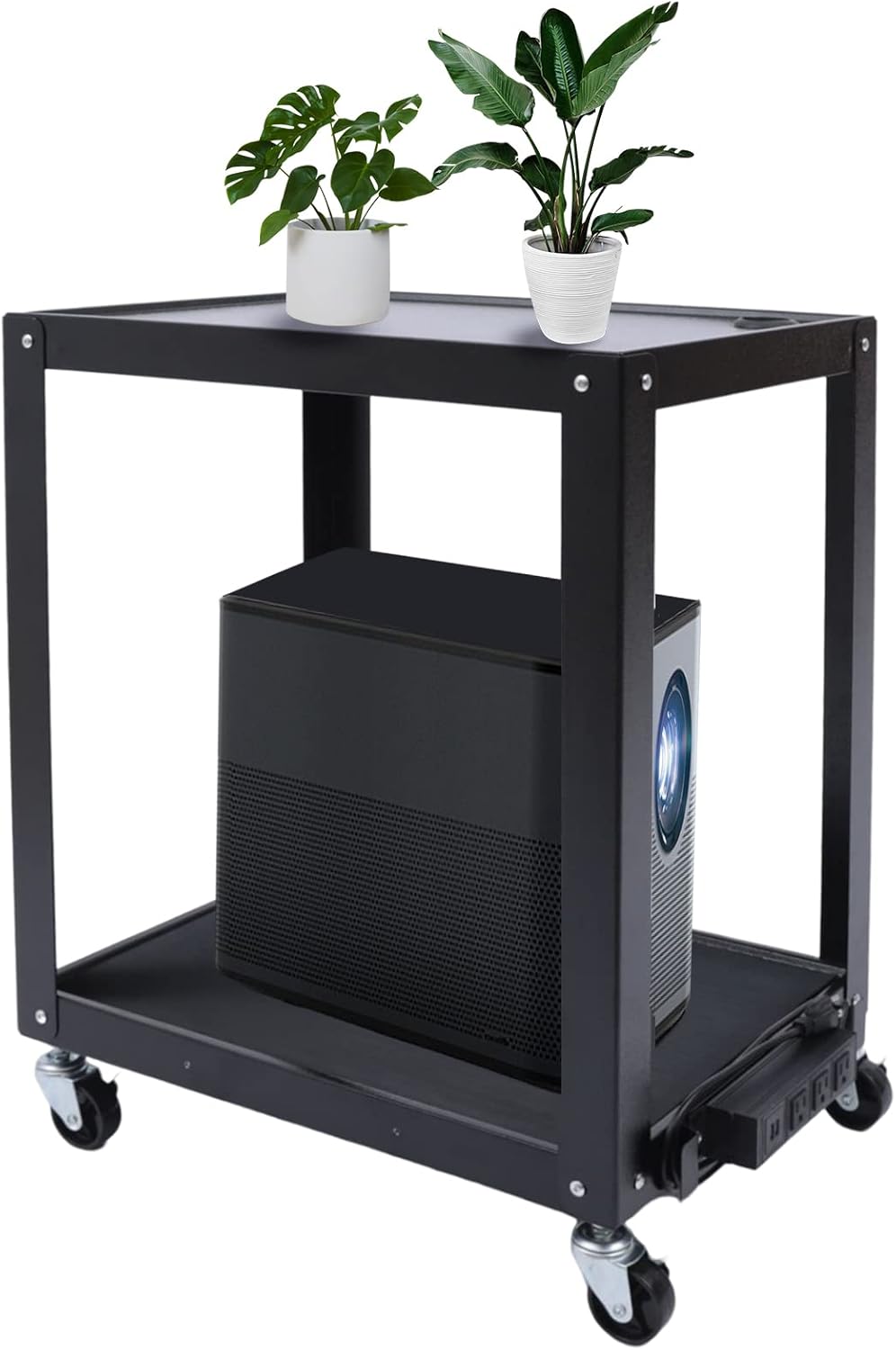 AV Cart on Wheels, Rolling Projector Cart, Presentation Cart Stand, Metal