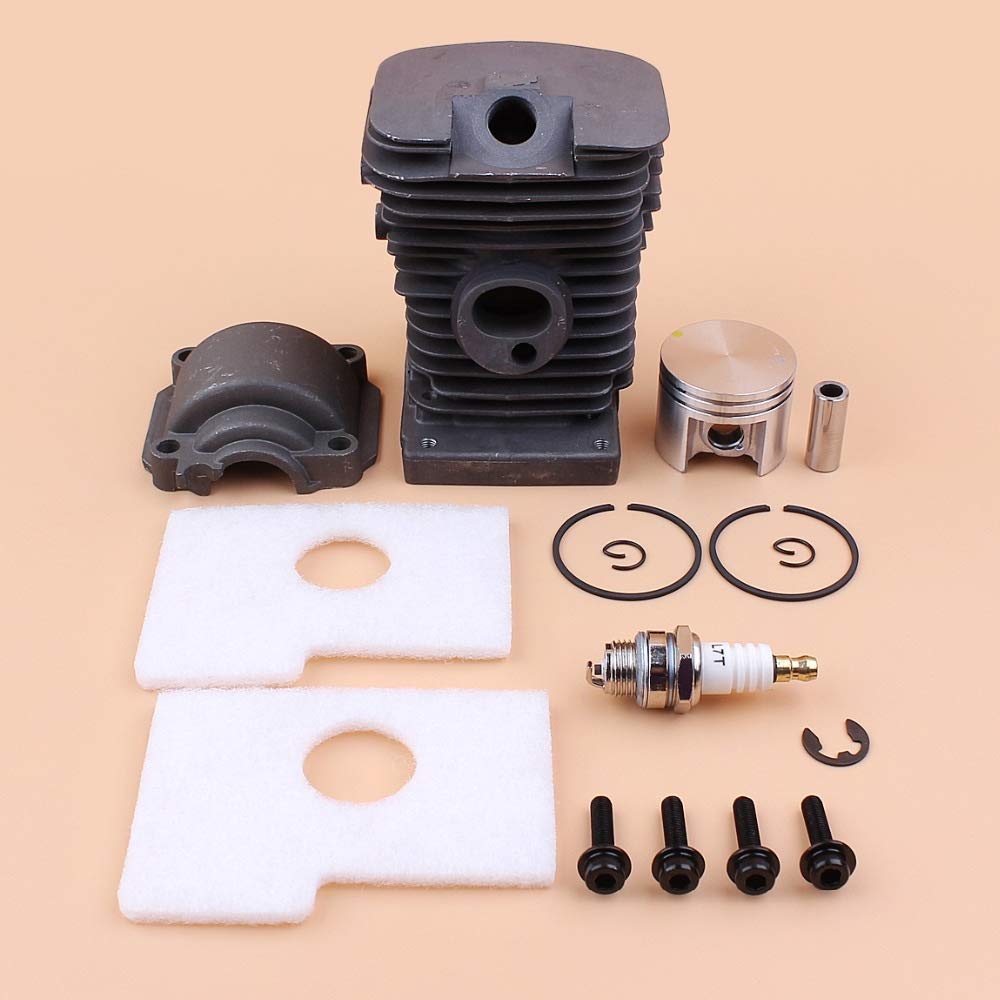 Kit de filtro de aire de tornillo de montaje en bandeja de pistón de cilindro de 38 mm compatible con repuestos de motosierra de gasolina STIHL MS180 018