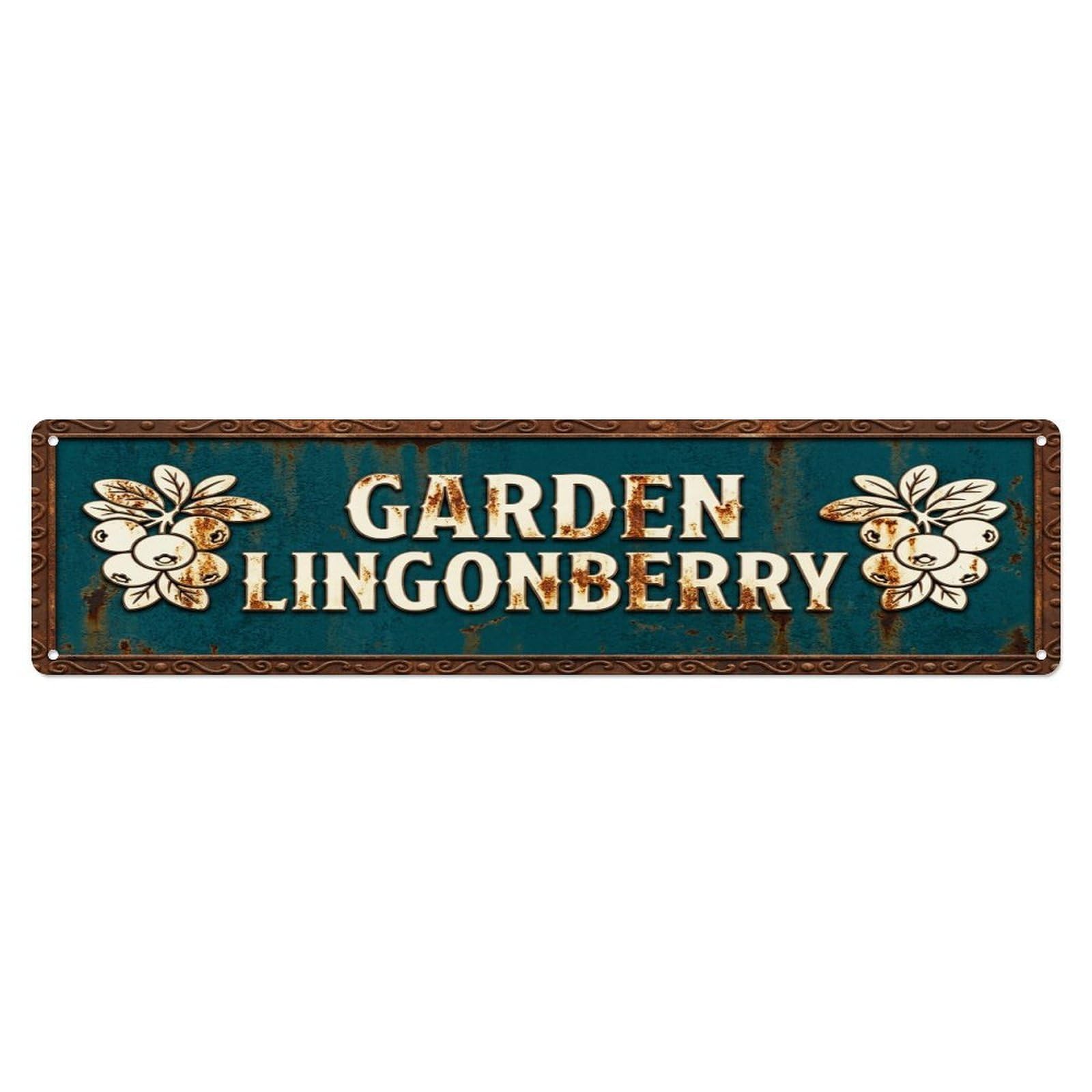 GARDEN LINGONBERRY Vintage Berry Rustic Farmhouse Metal Tin Sign