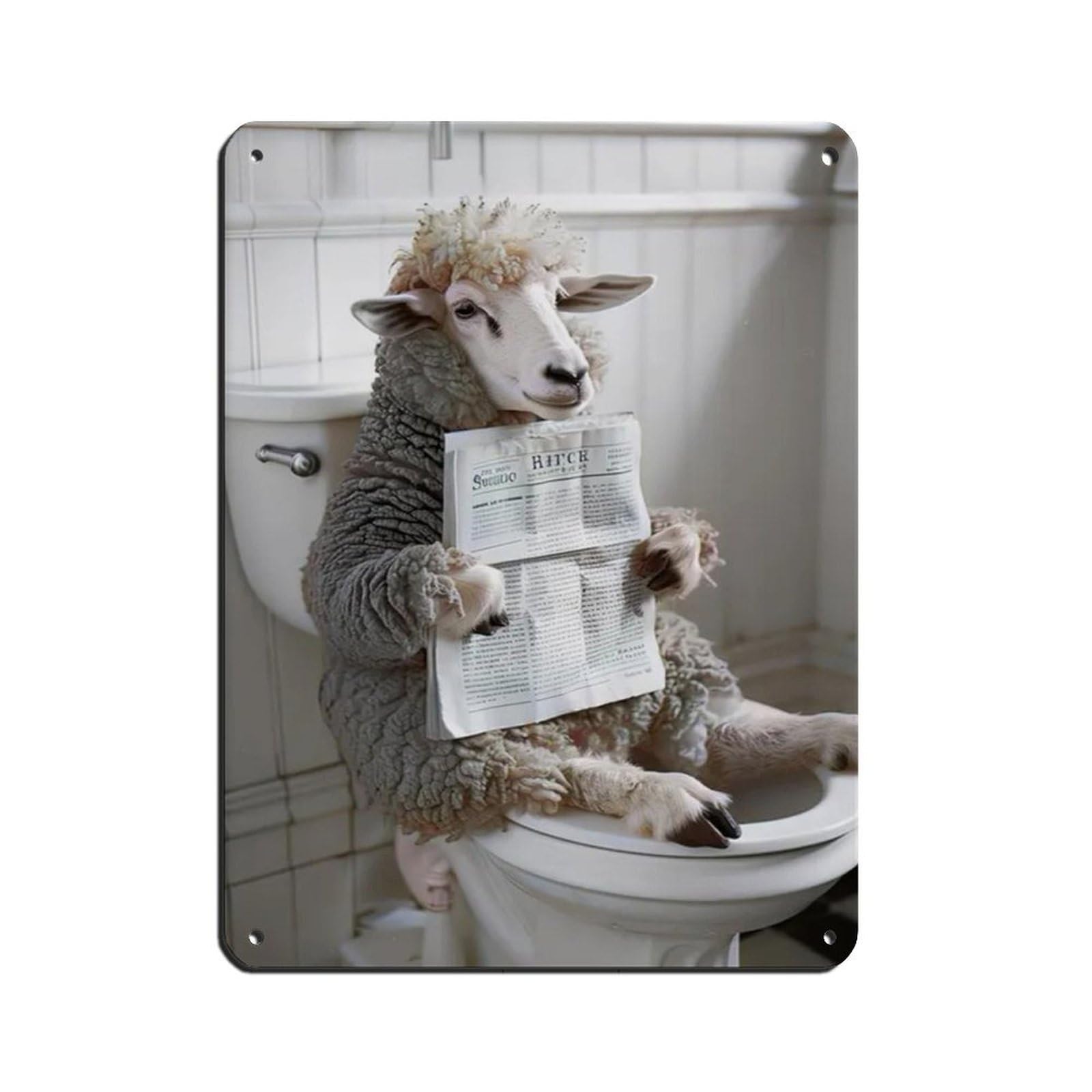 Funny Sheep Bathroom Art Retro Poster Metal Tin Sign Chic Art Retro Iron Painting Bar People Cave Cafe Family Garage Poster Wall Decoration 12x16inch(30x40cm)