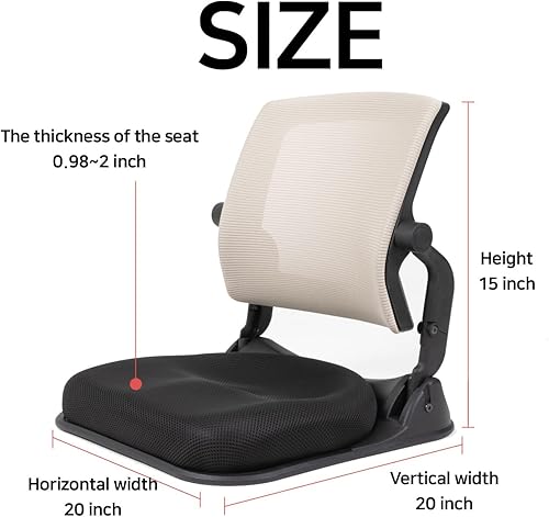 Miniatura 3 de Silla de Piso Patentada con Soporte para la Espalda - Silla de Piso Ortopédica Plegable para AdultosNiños - Asiento Japonés sin Patas para