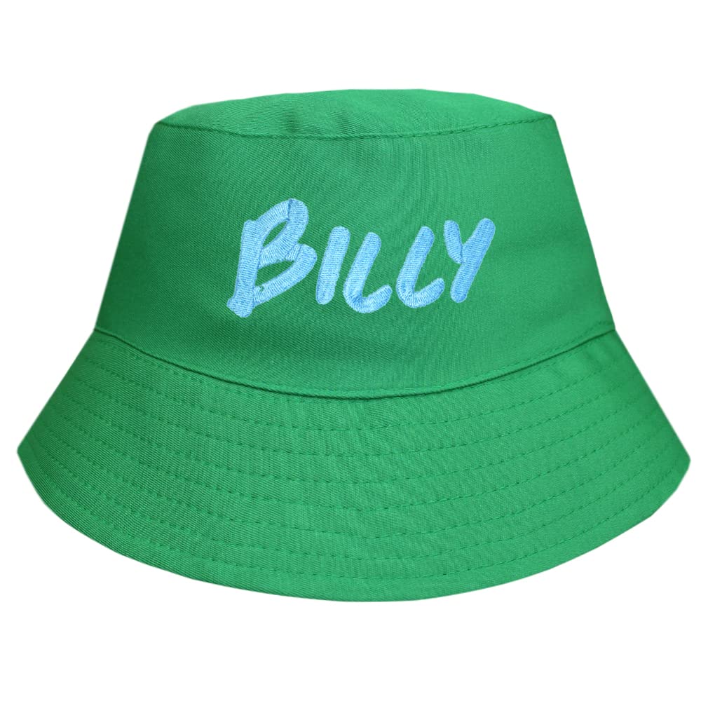 Teddyt's Unisex Kids Blue Personalised Kids Emerald Green Bucket Sun Hat (As8, Age, 7_Years, 10_Years)