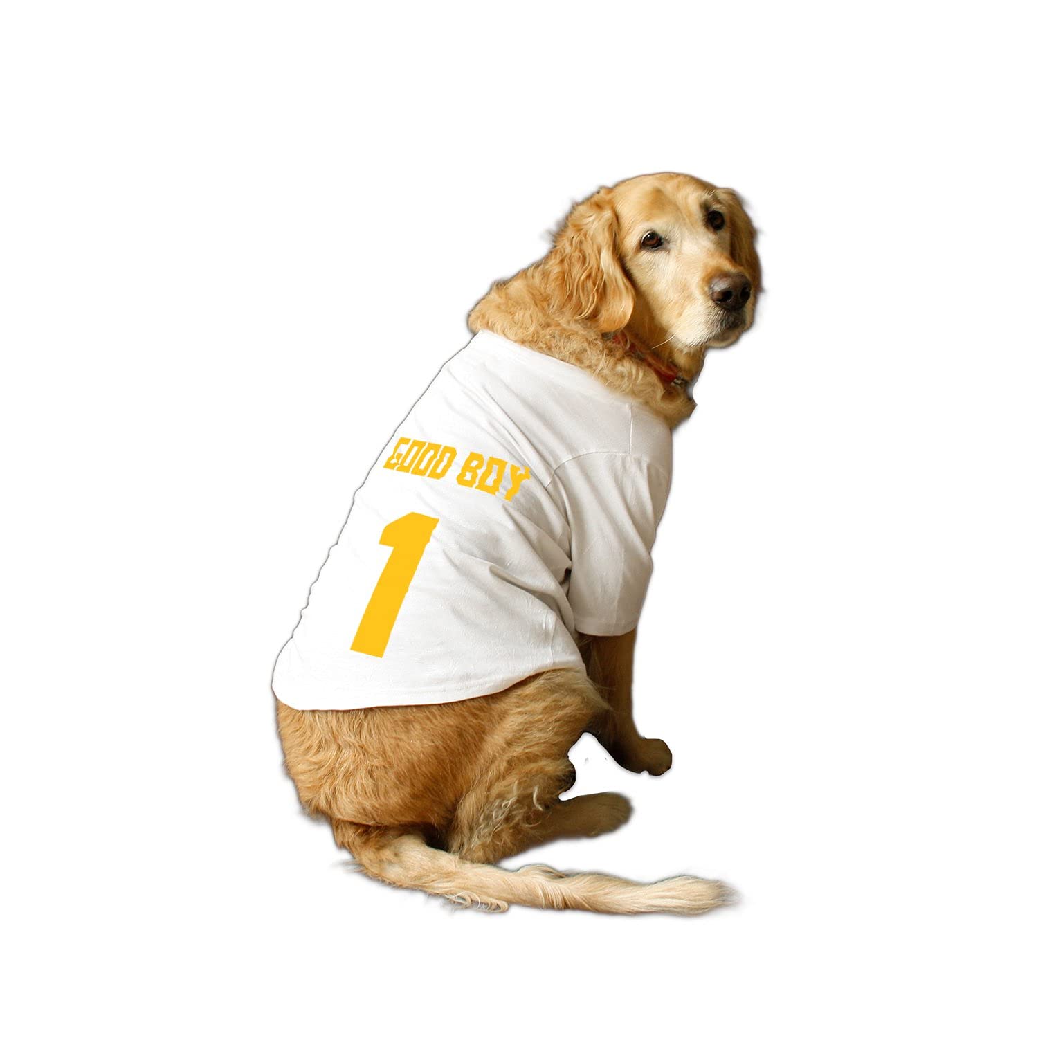 See full amazon price history chart for Ruse Basic Crew Neck Good Boy Jersey No.1 Printed Half Sleeves Dog T-Shirt/Apparel/Clothes/Tees Gift for Dogs.(White) X-Large (Retrievers, Labs etc.) Ruse Basic Crew Neck Good Boy Jersey No.1 Printed Half Sleeves Dog T-Shirt/Apparel/Clothes/Tees Gift for Dogs.(White) X-Large (Retrievers, Labs etc.) (B09G3D98ZB) Amazon Price History, Amazon Price Tracker