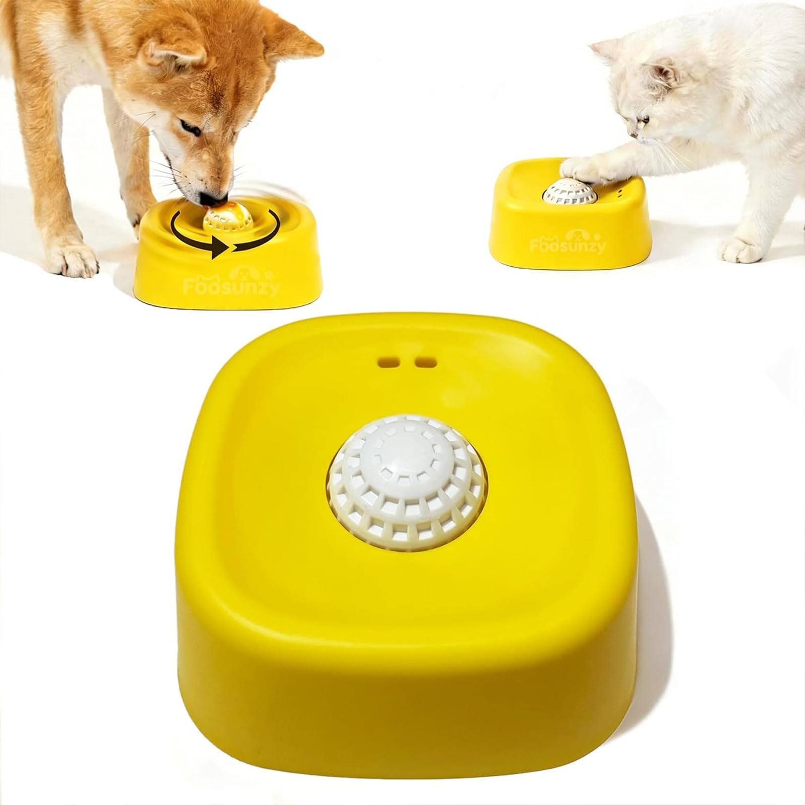 Slow Feeder Dog Bowls, Anti-Choking Dog Lick Bowls for Liquid Treat with Rolling Ball, Anti-Slip Interactive Feeding Slow Down Eating, Pet Lick Toy for Large Medium Small Breeds (Yellow)