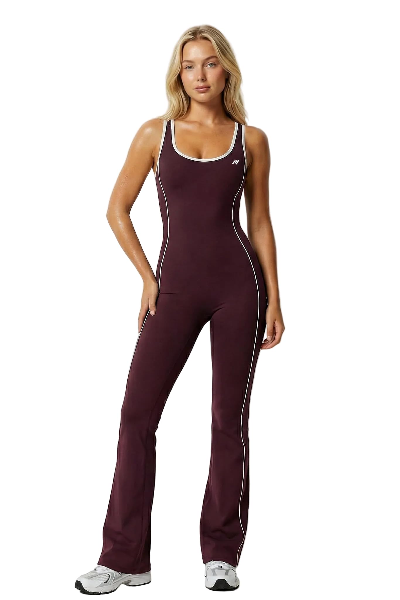Tuta Sportiva Donna Intera con Coppe Rimovibili, Jumpsuit Fitness Elasticizzata Traspirante per Yoga Pilates Palestra e Tempo Libero