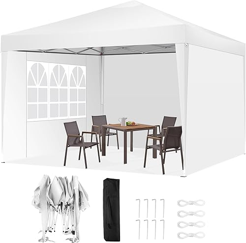 COBIZI Tienda de campaña desplegable de 10 x 10 pies con 3 paredes laterales, tiendas de campaña para fiestas, bodas, patio trasero, impermeable, al