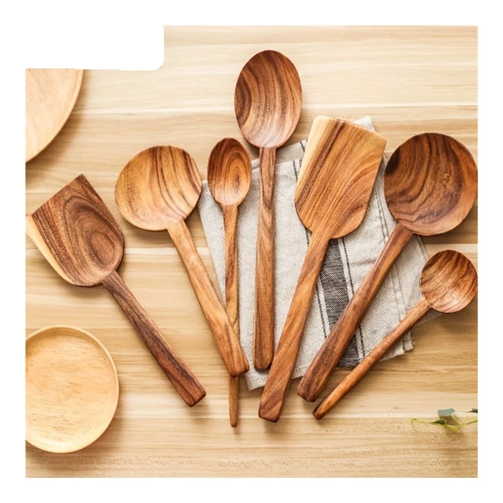 Thailändischer Pfannenwender aus Holz, antihaftbeschichtet, Kaffeelöffel, Kochen, Holz, Küchenutensilien-Set