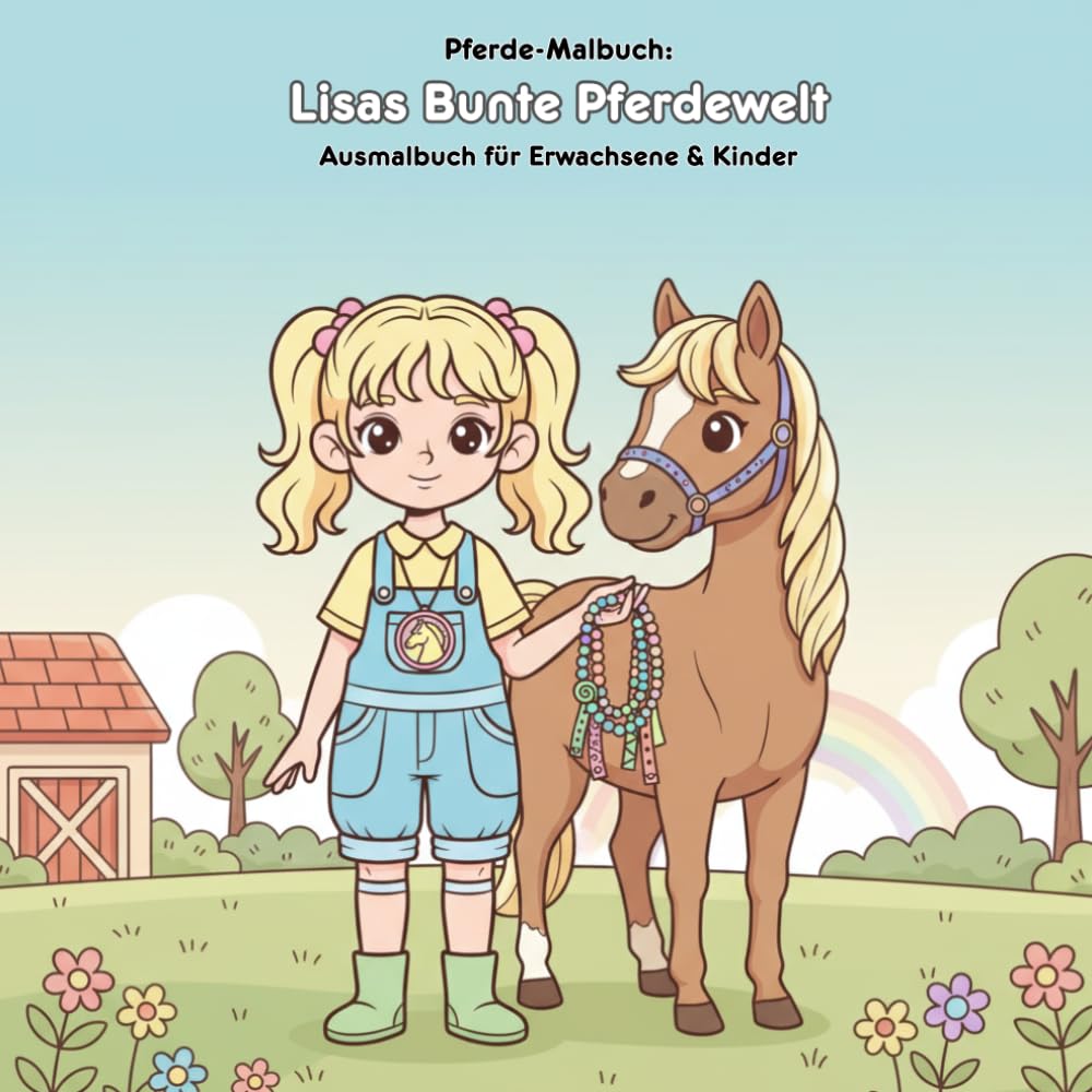 Lisas Bunte Pferdewelt: Geschichte & Malbuch: Für Erwachsene & Kinder: 36 Ausmalbilder im Format 21.59 x 21.59 cm - Kreativer Malspaß für junge Pferdefans