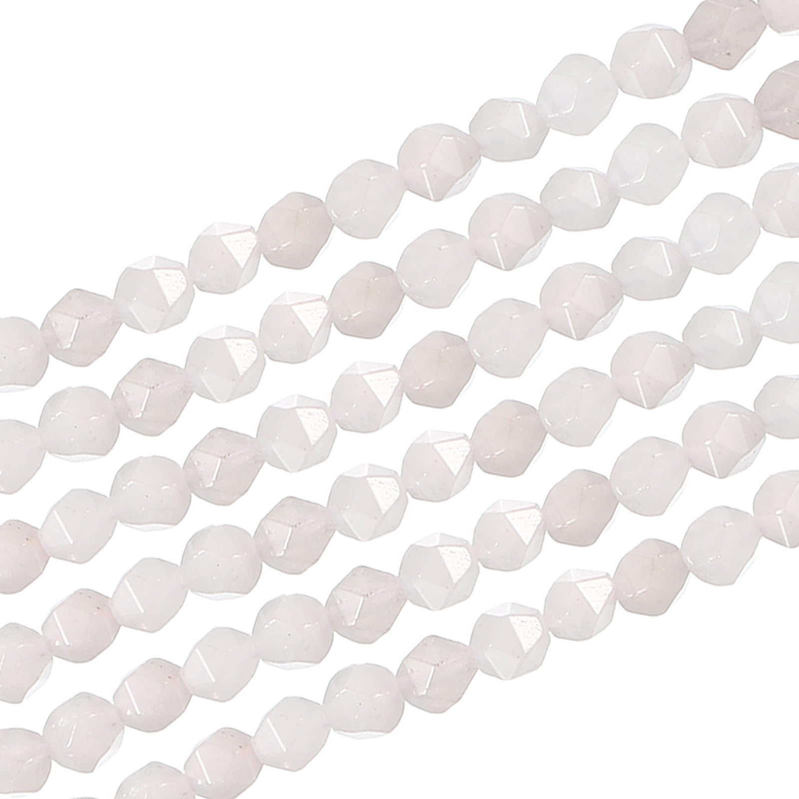 PATIKIL Faceted Polygon Stone, 6 mm Natural Faceted Diamond Round Stone for Craft, Bracelet, Necklace Making Design, White