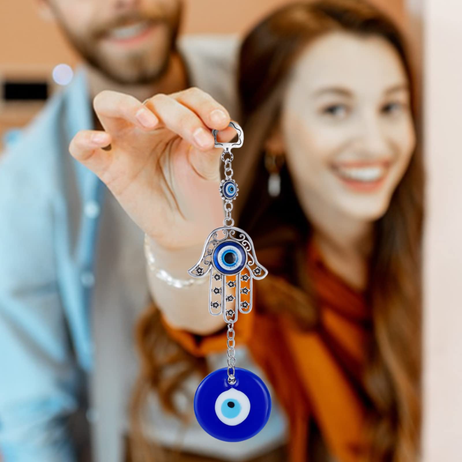 Turkish Blue Evil Eye Hamsa Hand Amulet Wall Prote... - Grandado