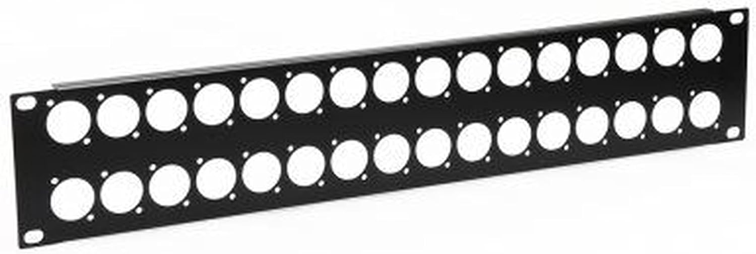Penn Elcom R1269/2UK/32 2U NEUTRIK PUNCHED Rack Panel W/ 32 HOLES D-SIZE XLR, SpeakOn