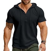 Men's Short Sleeve Hoodies Fitness Hoodie Tee, Gym Running Performance Casual T-Shirt