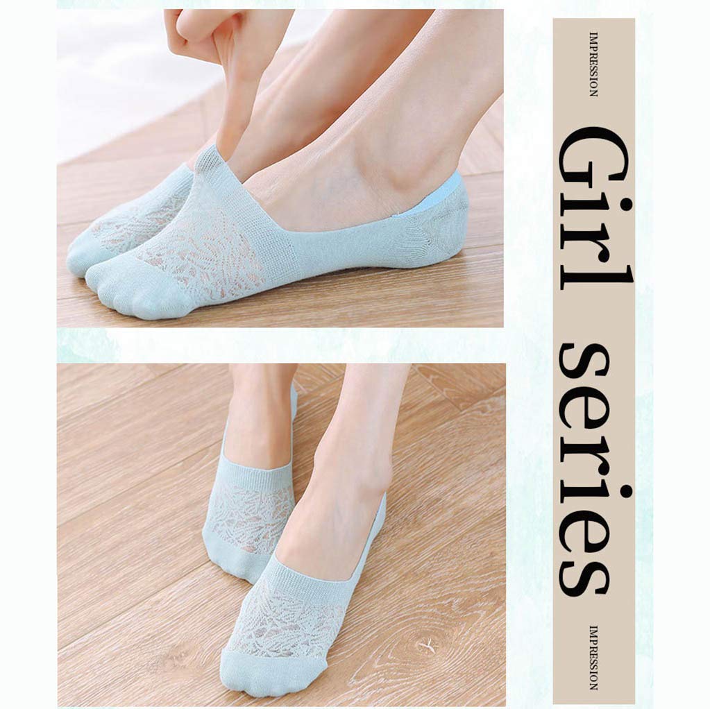 Calze Sottili da Donna, No Show, Fodera Bassa Taglio Invisibile Nascosto Calze Invisibili in Pizzo Appartamenti Sneaker, Yoga, Balletto 6 Paia,Giallo,One Size